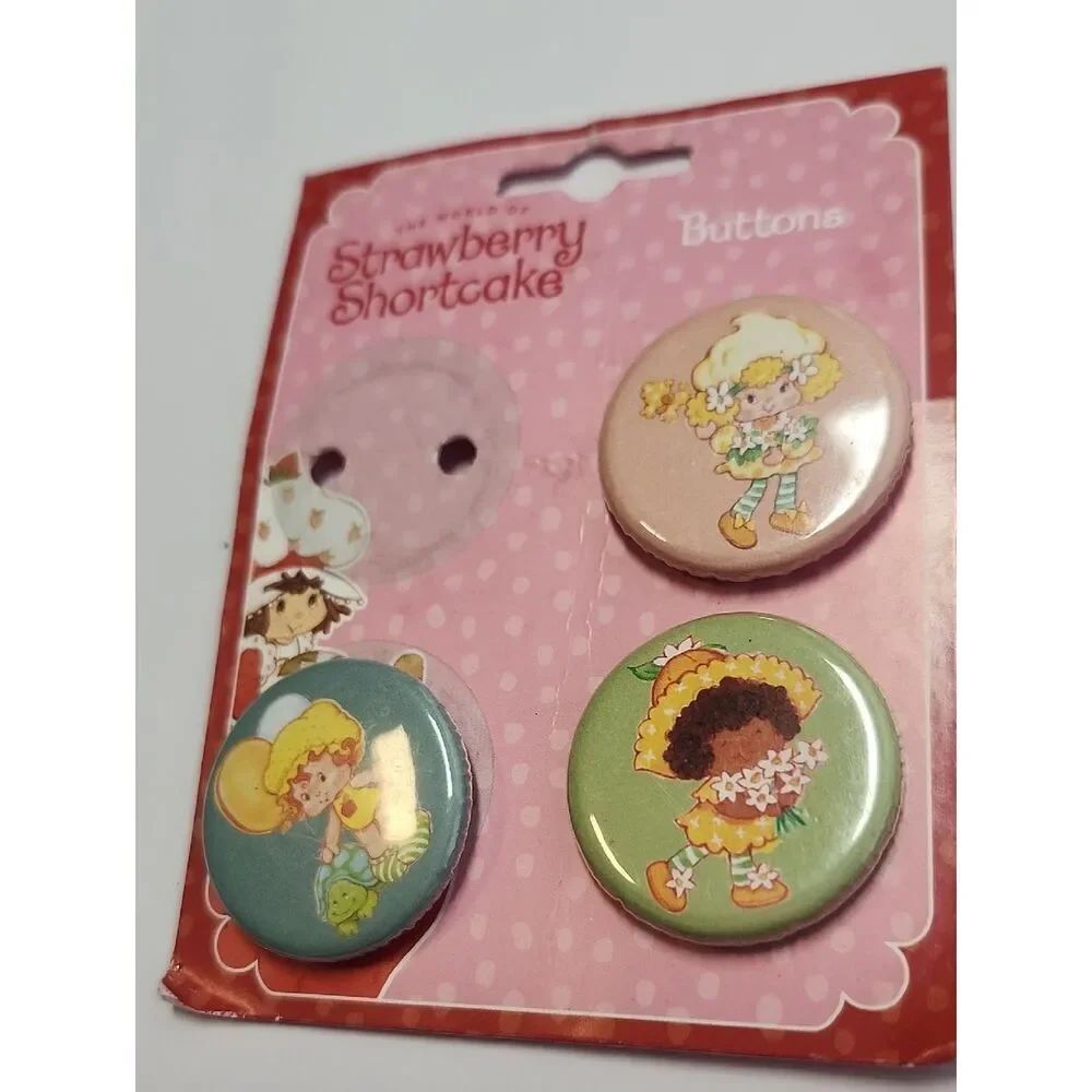 Strawberry Shortcake Button Set - Pink, Green, Teal
